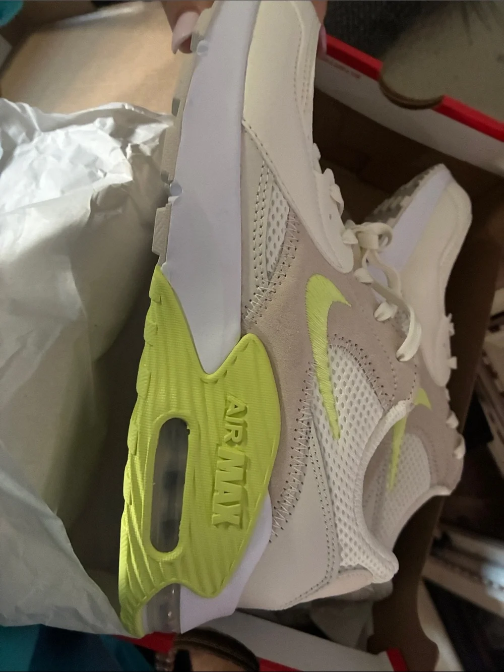 Nike Air Max White with Neon Yellow Accents Brand new Size 8.5 W